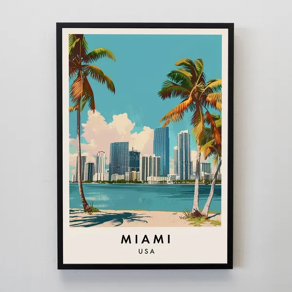 Miami Travel Poster, Florida USA Wall Art
