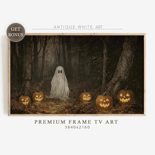 Spooky Ghost in a Forest Halloween Poster