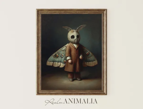 Vintage Child in Moth Costume Halloween Art Print