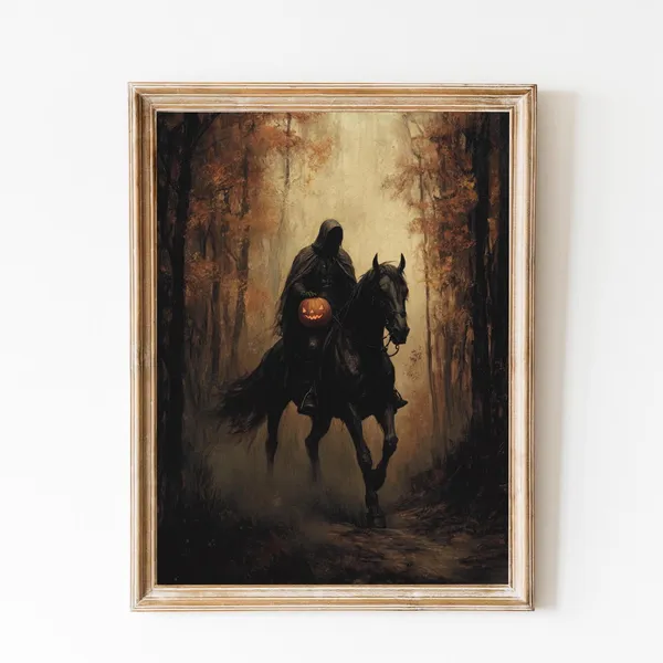 Headless Horseman Halloween Gothic Art Print