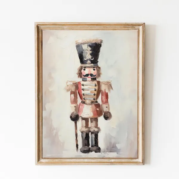 Nutcracker Vintage Holiday Poster, Aesthetic Christmas Decor