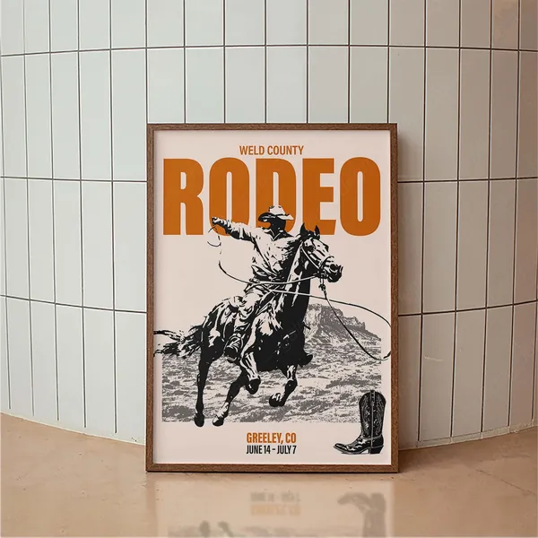 Colorado Rodeo Poster, Vintage Western Typography Print