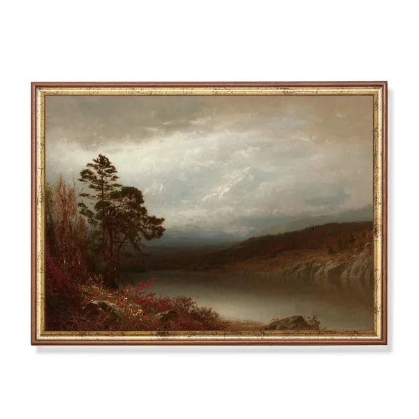 Vintage Autumn Landscape Art Print, Rustic Moody