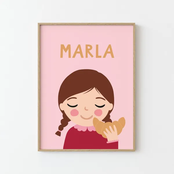 Personalized Brown-Haired Girl Portrait Poster