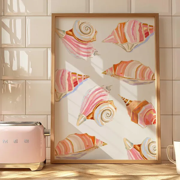 Conch Seashells Pastel Abstract Coastal Art Print