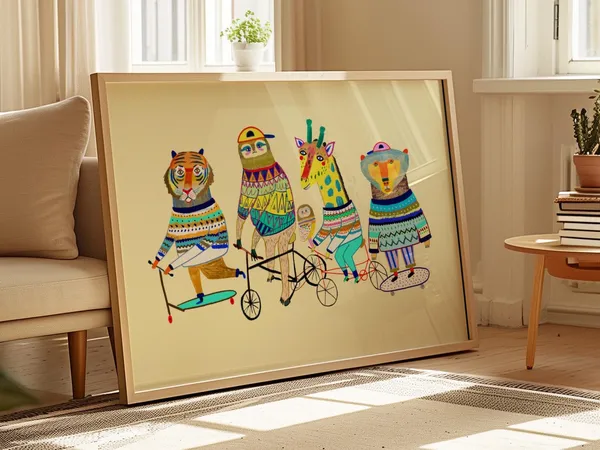 Coolest Kids Animal Art Print, Nursery Decor
