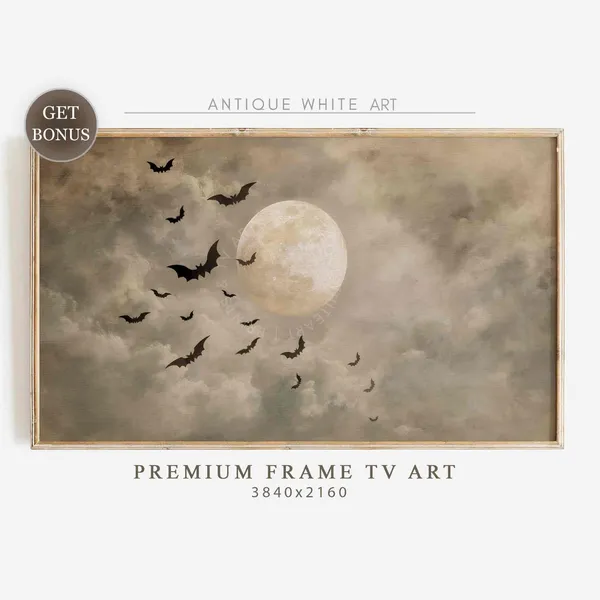 Halloween Full Moon Oil-Painting-Style Art Print