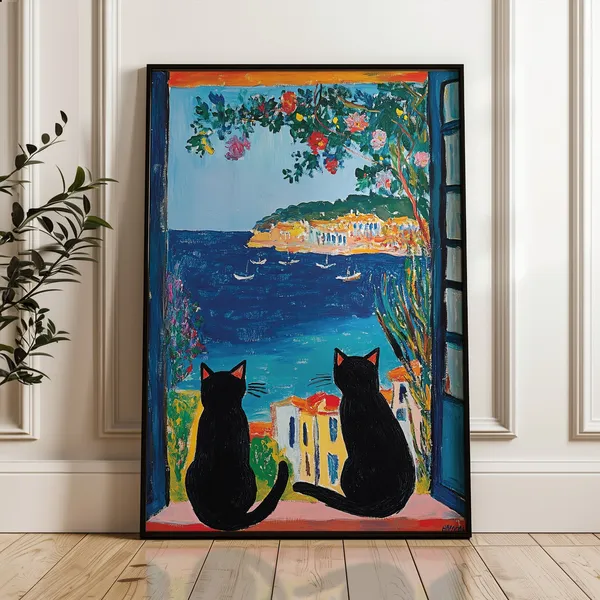 Black Cat Poster, Matisse-Inspired Art Print