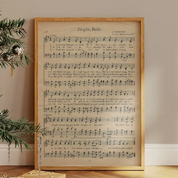 Jingle Bells Vintage Christmas Song Sheet Art Print