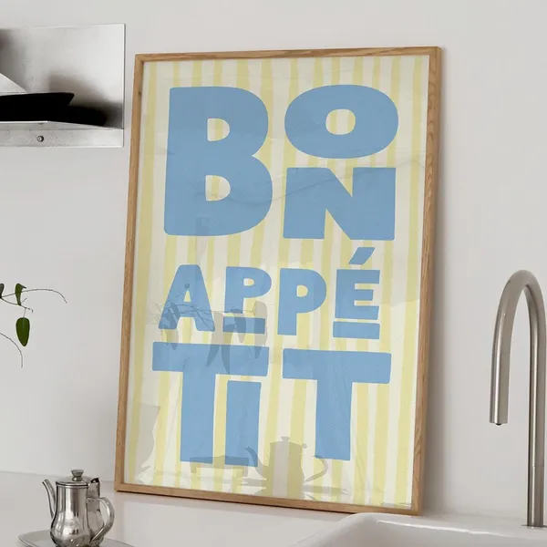 Bon Appetit Quote Art Print, French Kitchen Decor