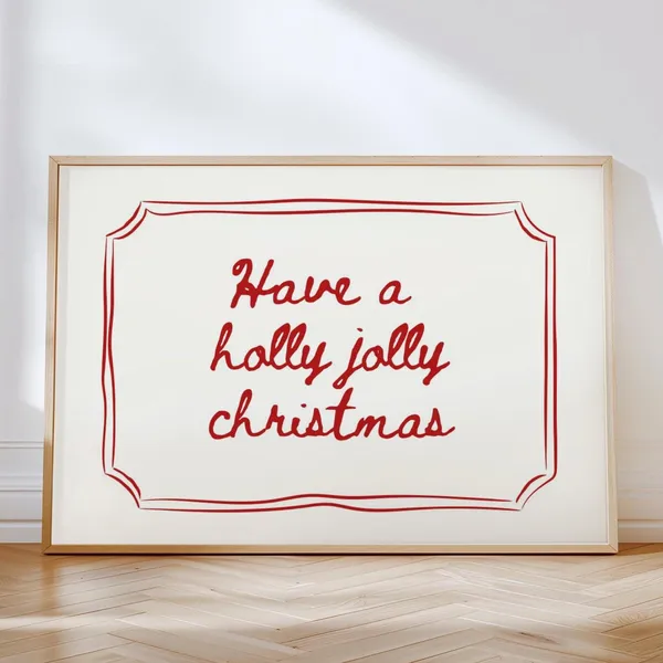 Merry Christmas Minimalist Red Quote Art Print