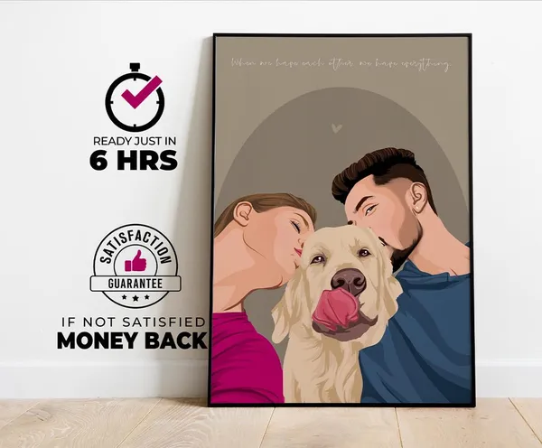 Couple Portrait Gift For Valentine, Custom Portrait Art Print