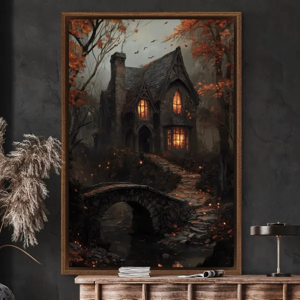 Mystical Haunted House Halloween Forest Art Print