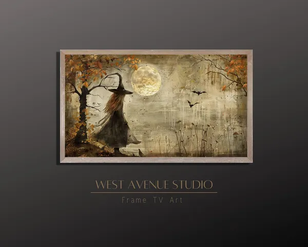 Creepy Halloween Witch Art Print, Farmhouse Decor