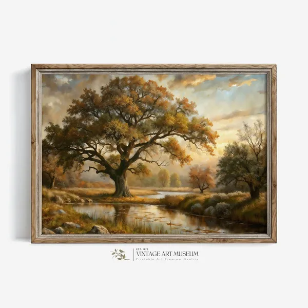 Moody Landscape With Single Tree, Vintage Poster Print