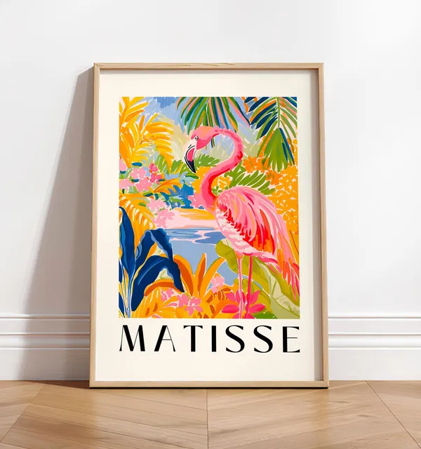 Pink Flamingo Floral Henri Matisse Poster Print
