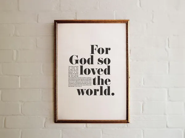 John 3:16 Bible Verse Art Print, Christian Scripture