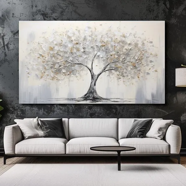 Silver Tree Abstraction Art Print, Home Decor