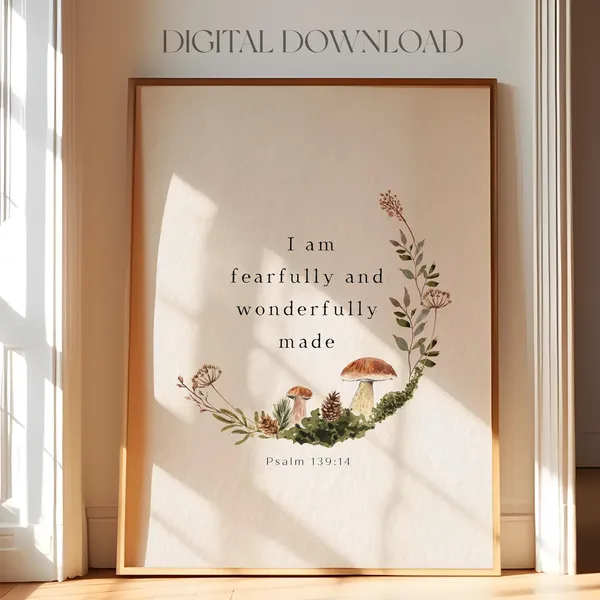 Psalm 139:14 Wildflower Nursery Christian Art Print
