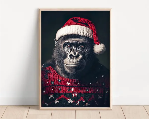 Cute Christmas Gorilla Retro Winter Animals Poster