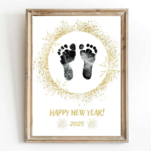 Happy New Year 2025 Footprints Kids Poster