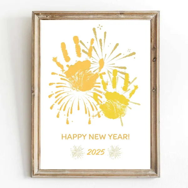 Happy New Year 2025 Handprint Keepsake Art Print