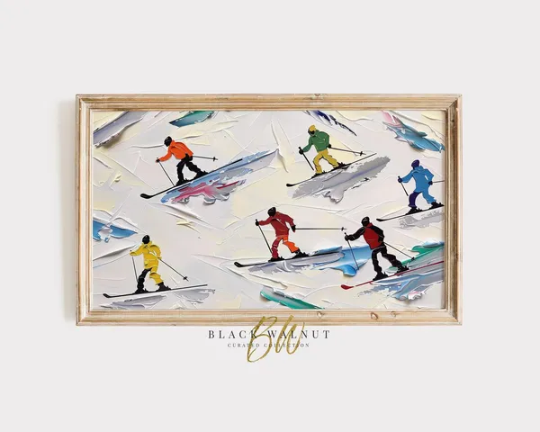 Abstract Winter Ski Snow Christmas Pop Art Print