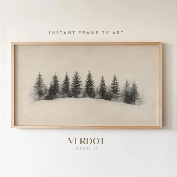 Winter Tree Forest Christmas Landscape Art Print