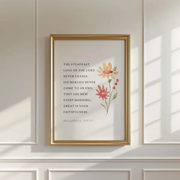 Lamentations 3:22-23 ESV, Bible Verse Art Print