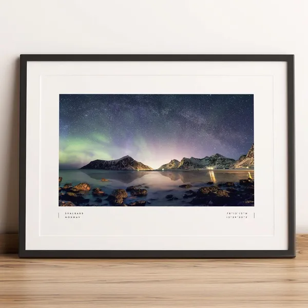Svalbard Northern Lights Travel Poster, Norway