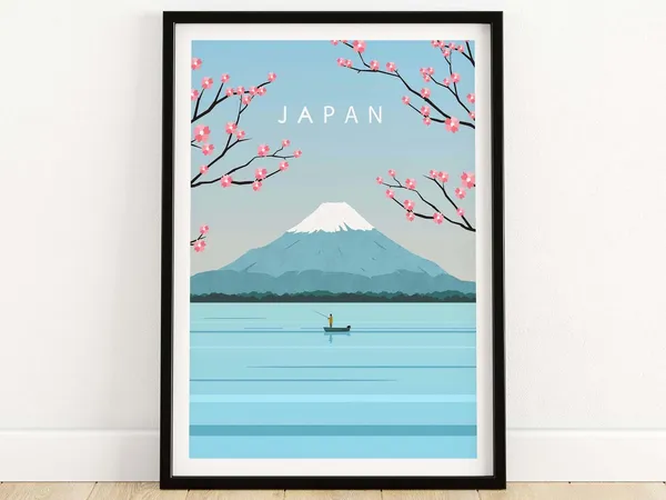 Japan Travel Poster, Mount Fuji Wall Art Print