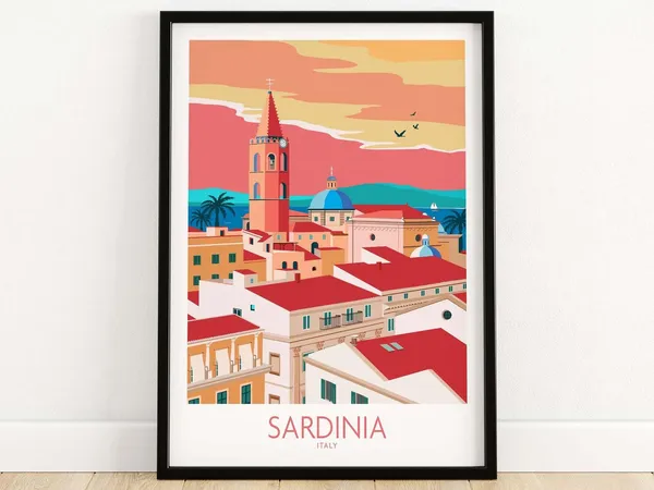Sardinia Italy Travel Poster, Travel Poster Art Print