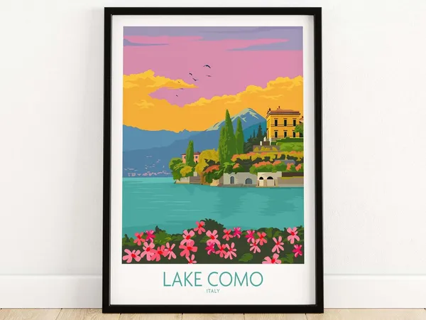 Lake Como Italy Travel Poster, Europe Wall Art