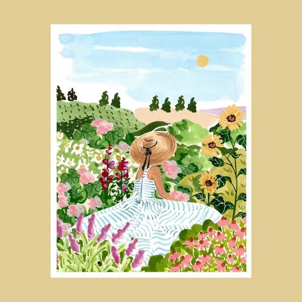 Garden Daydream Art Print, Whimsical Garden Decor