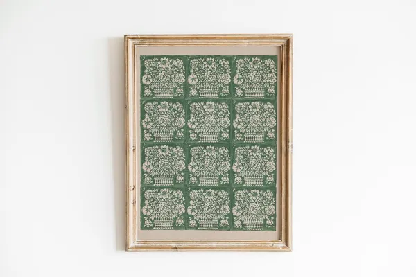 Cottagecore Blockprint Botanical Vintage Floral Print