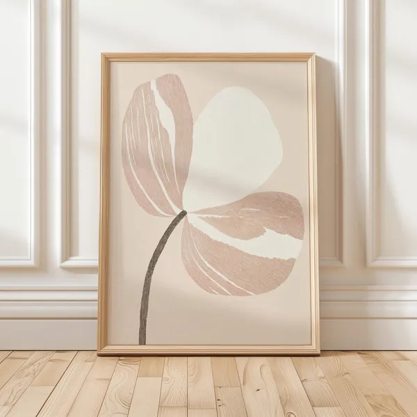 Minimalist Flower Art Print, Neutral Floral Decor
