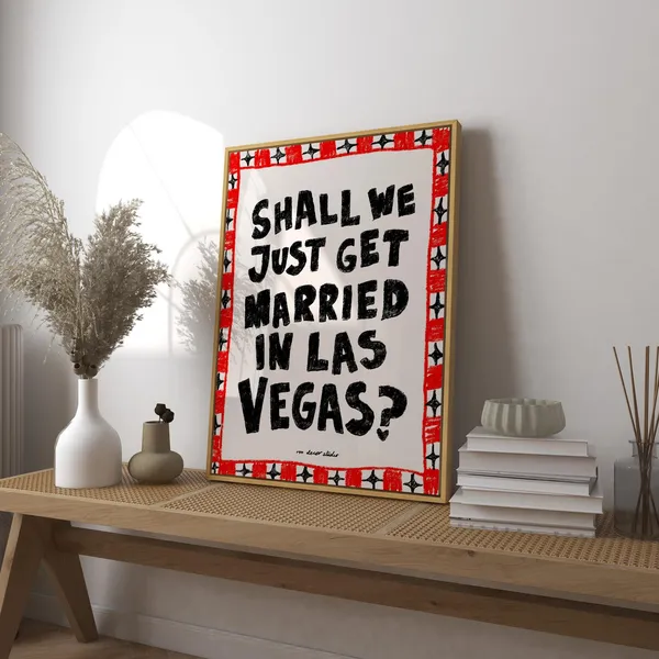 Married In Vegas Vintage Retro Poster Print