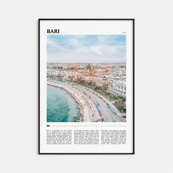 Bari Travel Poster, Italy Travel Wall Art