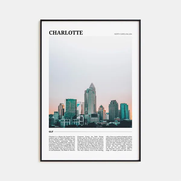 Charlotte Travel Poster, North Carolina USA Art Print