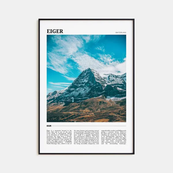 Eiger Travel Poster, Switzerland Mountain Print