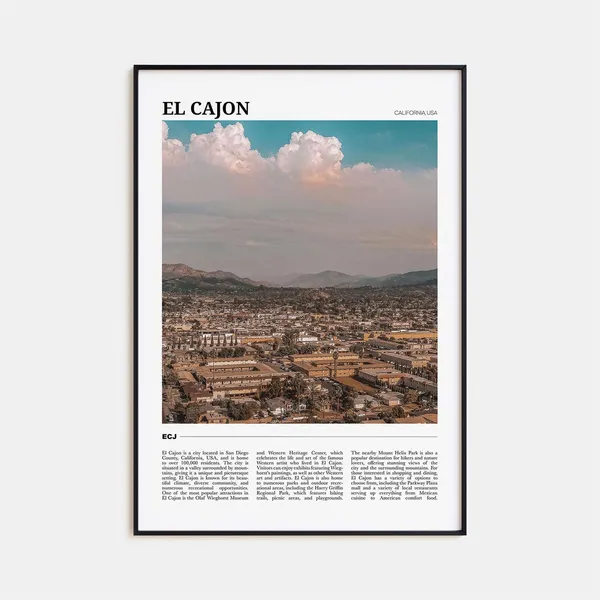 El Cajon Travel Poster, California USA Art Print
