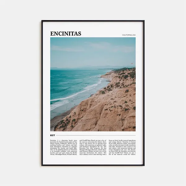 Encinitas Travel Poster, California USA Art Print