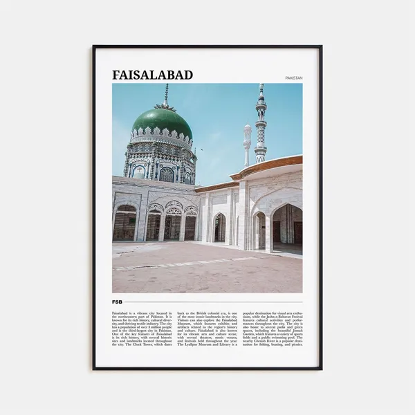 Faisalabad Travel Poster, Pakistan Place Art Print