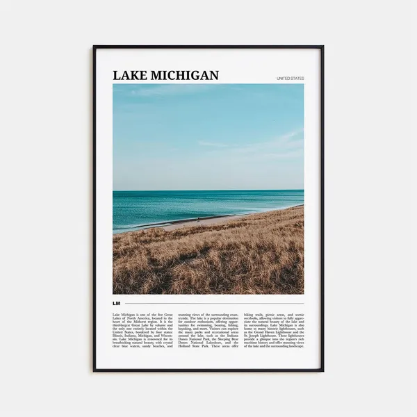 Lake Michigan Travel Poster, USA Lake Decor Art Print