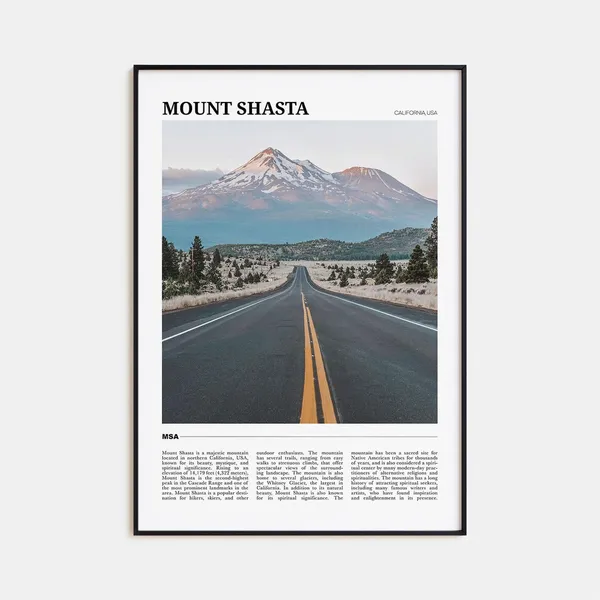 Mount Shasta Travel Poster, California Wall Art Print