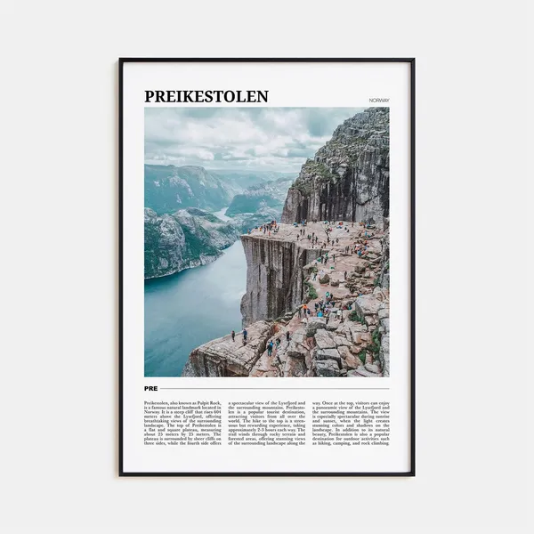 Preikestolen Travel Poster, Norway Wall Art Print
