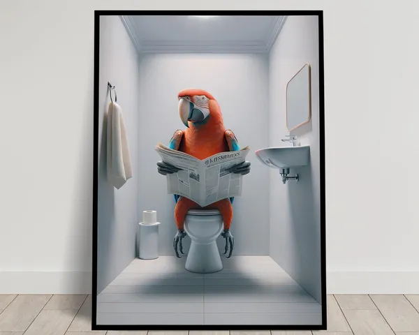 Macaw Reading The Newspaper On The Toilet, Poster