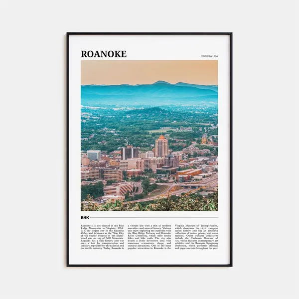 Roanoke Virginia Travel Poster, USA Wall Art