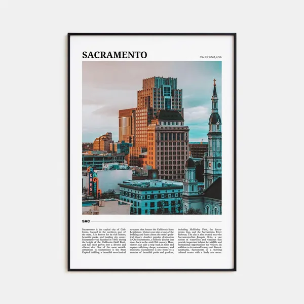 Sacramento Travel Poster, California Wall Art Print