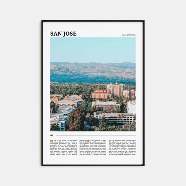 San Jose Travel Poster, California Wall Art Print